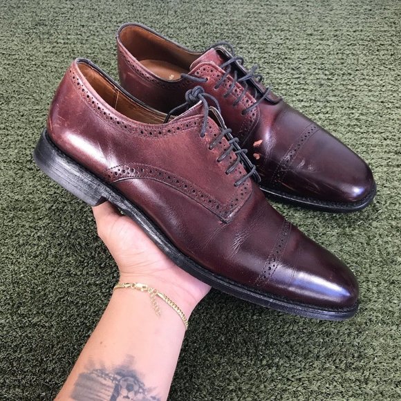 Allen Edmonds “Yorktown” Men Burgundy Dress Shoe Derby Brogue Blucher Sz 9.5B main image 5